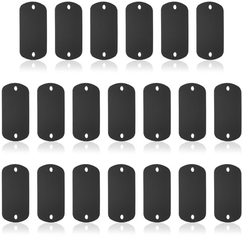 PATIKIL 20 Piezas Placas de Estampado de Metal 5x3cm con 2 Agujeros Negro | Placas de Estampado Rectangulares de Aluminio, Placas de Grabado de Metal, para Etiquetas de Nombre DIY