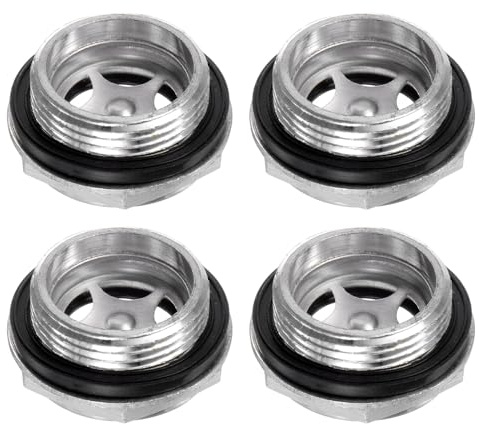 QUARKZMAN 4Pz Vetro Spia Olio Compressore Aria 26 x 1.5mm Filettatura Maschio Indicatore Plastica Livello Vista Liquido Lega Alluminio Testa Esagonale Finestra con O-Ring Raccordi, Argento