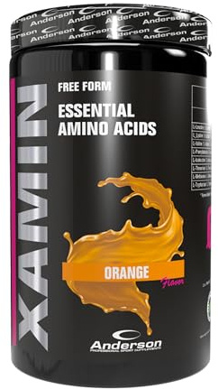 Anderson 312g Aminoacidi Essenziali - Orange, 17.2% Leucina, 14.5% Lisina, 10.8% Valina, 9.4% Fenilalanina, 9.2% Isoleucina, 8.6% Treonina, 5.4% Metionina, 2.1% Triptofano - XAMIN