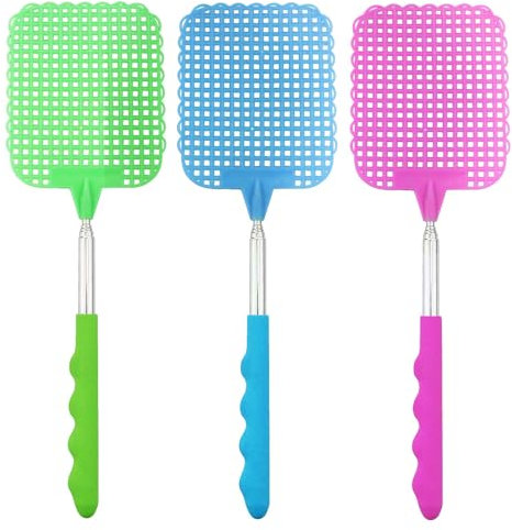 Apette à Mouche,Tapette à Mouches Extensible,Tapette à Mouche Manuelle TéLescopique，Portable Tapettes Anti Moustique,pour NtéRieur Jardin Mouches Moustiques Insectes(Rouge, Noir,Vert，26-72cm)