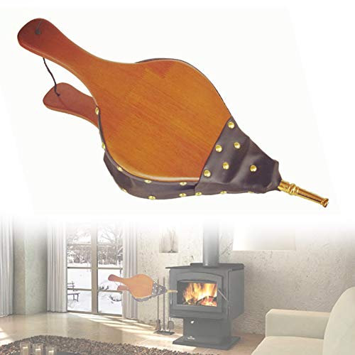 EYRMQWJPC Fireplace Wood Bellows,Wooden Fireplace Bellows, Bellows,Fireplace Bellows,Bellow with Hanging Leather Strap,Air Blower for Fireplaces,Bbq and Camping,48x20cm