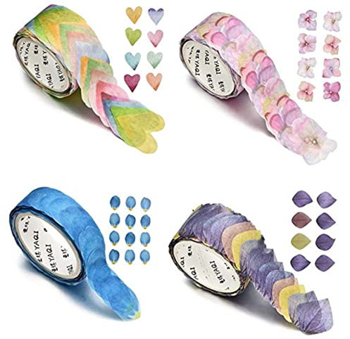 NUOBESTY Scrapbook Journal Kit 4 Rollen Kreatives Blütenblattband Leichtes Masking Washi Tapes Für Dekorationen