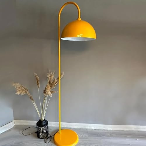 bamyum Gorkiede Stehleuchte Metall, Stehlampe Wohnzimmer, Moderne Stehleuchte für Schlafzimmer, Kinderzimmer mit E27 Fassung, 40 cm Breit, Stehluchte Gelb