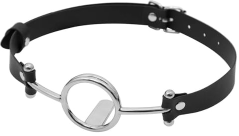 Juguetes Sexuales Para Parejas, Mordaza De Boca De Metal Plateado Bdsm Con Anillo De Bola, Tapón De Cinturón Para Lengua De Adultos, Juguete De Cuero