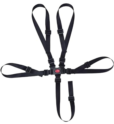 Arnés de Seguridad de 5 Puntos - Cinturón Ajustable para Bebés,Compatible para Sillas Altas, Tronas y Cochecitos, Protección Infantil (Negro)
