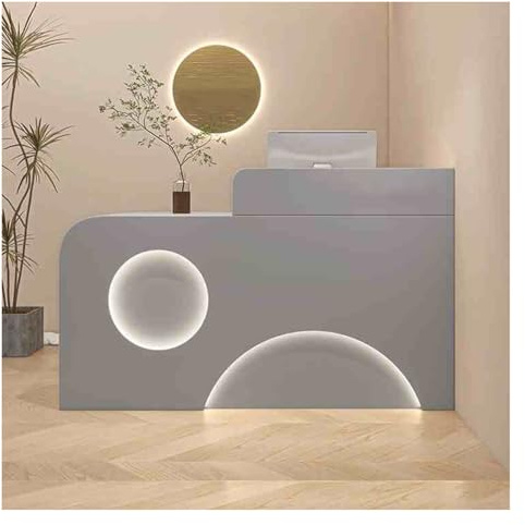 ZXCASDF Moderner Empfangstheke，Rezeptionstheken, Rezeptionstresen, Empfangstheken,Empfangstresen,Empfangstheke mit abschließbaren Schubladen und Schränken，Reception Desk(Left-4,140cm/55.1in)