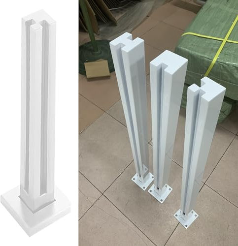 Barandilla de cristal cuadrada blanca de 50130 cm de acero inoxidable 304 con clip de barandilla de vidrio duradero, juego de columnas modernas de seguridad para exteriores