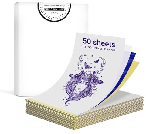 ORGBRO X8 Tattoo-Transferpapier, 4-lagiges Thermoschablonenpapier | 50 Blatt, temporäre Tattoos, A4-Format (210 mm x 297 mm)
