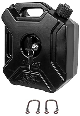 WNDUOKXH Contenedor de gasolina con diseño de motocicleta y almacenamiento con candado para vehículos carreras con soporte (5L) , negro
