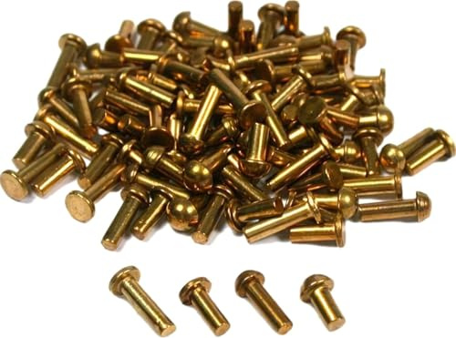 100 Piece Brass Clock Rivets, Mixed Round & Flat Head for Clock Repair