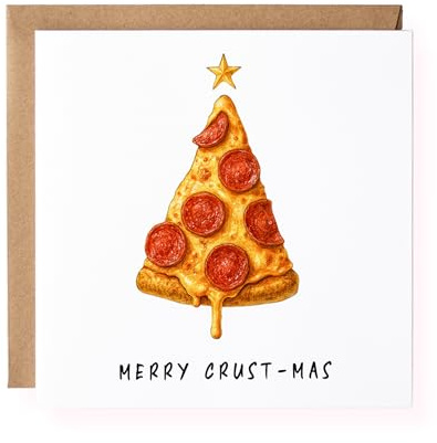 Generisch Weihnachtskarte Pizza, Merry Crust-Mas, lustige Weihnachtskarte, besondere Karte zu Weihnachten, Geschenk Freundin, Frau, Geschenk Mann, Partner, lustige Karte Weihnachten