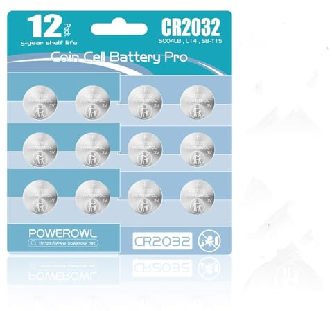 POWEROWL 12 X CR2032 Pilas de Botón de Litio 3V, Embalaje de Seguridad para Niños, Batería 2032 para Tu AirTag, Reloj,Reloj de Pulsera, GPS
