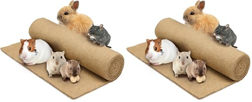 La Cordeline - Alfombra de cama de cáñamo natural, 40 x 100 cm, calidad premium – Base de jaula para roedores, conejos, hámster… (Paquete de 2)
