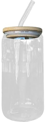 Glass Tumbler Cup - 16oz Clear Leakproof Reusable Drinkware, Glass Straw Cup for Iced Coffee Beer Latte Whiskey Juice Soda Tea Water, Sturdy Friendly Design, Premium Party Summer Beverage Accessory