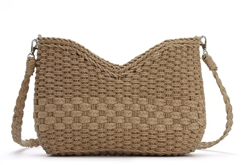 LHHMZ Women Handmade Straw Hobo Shoulder Bag, Summer Beach Bag, Woven Pocketbooks Handbag, Summer Travel Beach Handbags