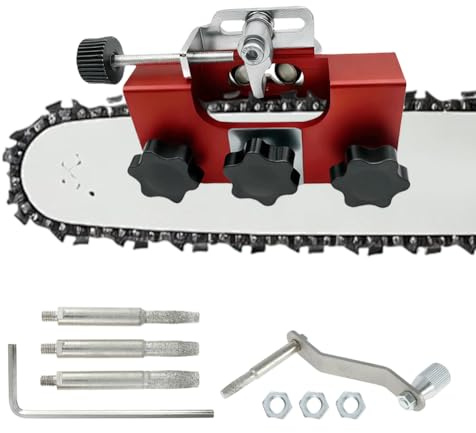 Aoreun Afilador Cadena Motosierra, Portátil Manivela Afilador de Cadenas de Motosierra, con 4/5/6 mm Cabezal de Afilado, Adecuado para la Mayoría de los Tipos de Motosierras