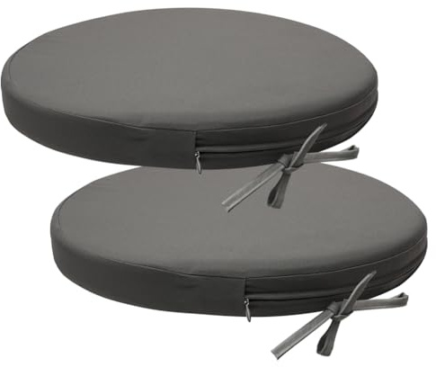 Umllpet Rund Stuhlkissen Set mit Bändern, 40CM Sitzerhöhung Stuhlkissen Outdoor, wasserdichte Sitzkissen für den Außenbereich, rutschfest & Gemütlich Sitzkissen für Esszimmer Garten Büro (Grau)