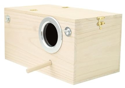 Parakit Fågelholk Naturligt Trähus | 24,5 x 13 x 13 centimeter Häckningsholkar för fågelarter för dvärgpapegojor, afrikanska gråpapegojor, nymfparakiter,