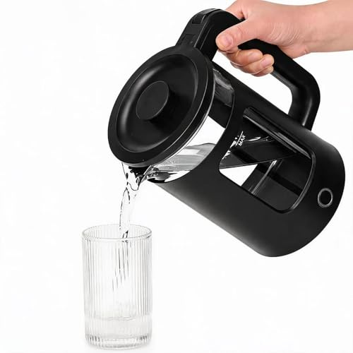 2.0L Large Capacity Electric Kettle, 1500W Rapid Boiling, Borosilicate Glass and Stainless Steel, BPA-Free, with LED Light, Automatic Power-Off and Anti-Dry-Boil Function. (black)