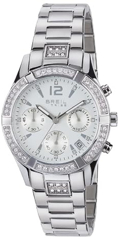 BREIL - Orologio Donna Collezione C'EST CHIC EW0275 - Orologio da Polso con Quadrante Analogico Bianco con Cristalli - Movimento PE902 SUNON - Orologio al Quarzo - con Bracciale in Acciaio