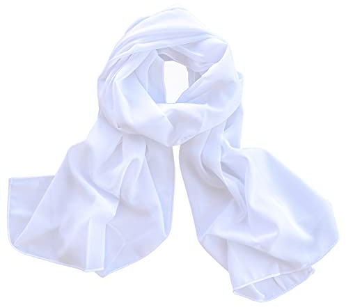 Dolce Abbraccio Damen Schal Stola Halstuch Tuch aus Chiffon für Frühling Sommer Ganzjährig Weiß