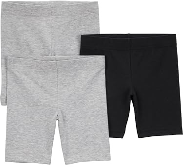 Simple Joys by Carter's Baby Mädchen 3-Pack Bike Shorts, Grau/Schwarz, 3 Jahre (3er Pack)