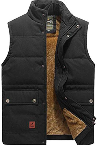 XinYangNi Men's Winter Warm Outdoor Padded Puffer Vest Thick Fleece Lined Sleeveless Jacket Black US 2XL/Asia 6XL