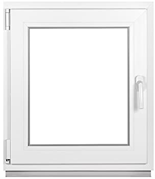 Framex Premium Kunststofffenster - Kellerfenster Weiß Argon Isoglas BxH: 500 x 600 mm Garagenfenster/Gartenhaus Fenster BxH: 50 x 60 cm 2-fach Verglast Din Links Funktion Dreh Kipp Fenster