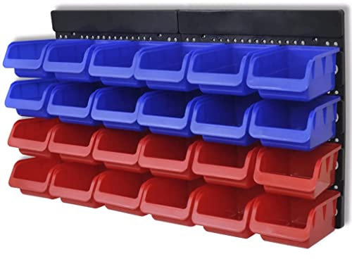 vidaXL 2x Cajas Almacenaje de Pared Azul y Rojo Organizador para Herramientas
