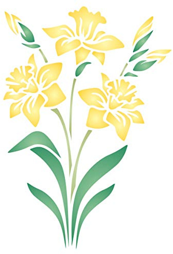 Stencil a forma di narciso, 11,43 x 16,51 cm, motivo floreale primaverile