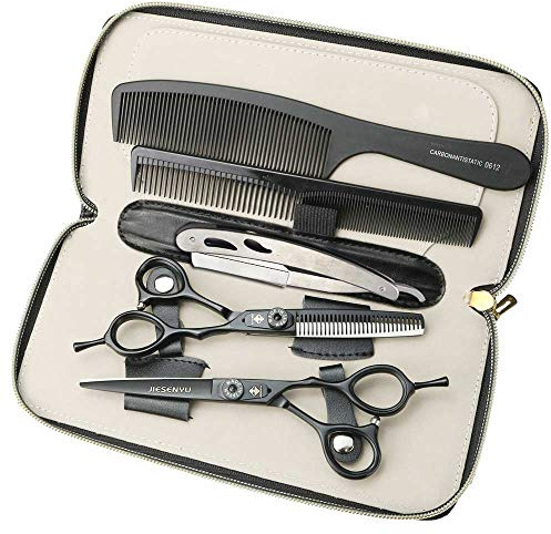 JIESENYU - Forbici professionali da parrucchiere, 15,2 cm, colore: nero