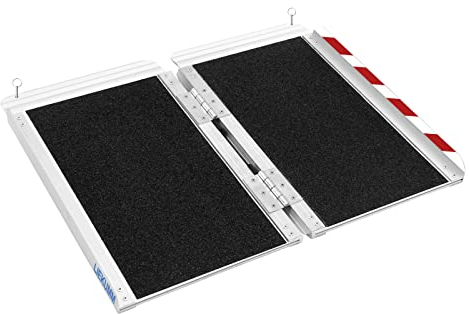 LIEKUMM Rampa per Sedia a Rotelle, 60x72 cm Rampa Pieghevole Antisdrucciolo, Capacità 300 kg Rampe per Disabili in alluminio