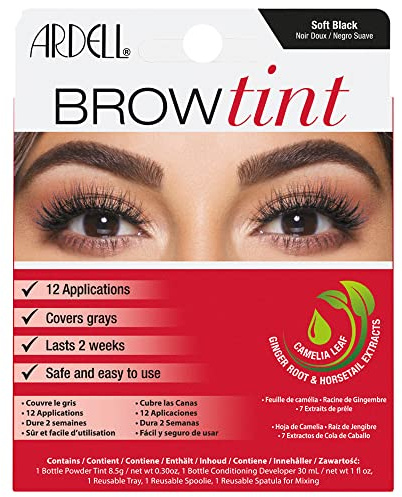 Ardell Brow Tint Soft Black, with Natural Extracts, Complete Brow Tinting Kit, Lasts 2 weeks, 1 Pack