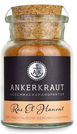 Ankerkraut Ras el Hanout, Gewürz-Mischung Marokko, perfekt für Zubereitung für Couscous und Gemüse-Gerichte, lecker orientalisch kochen, 65 g im Korkenglas