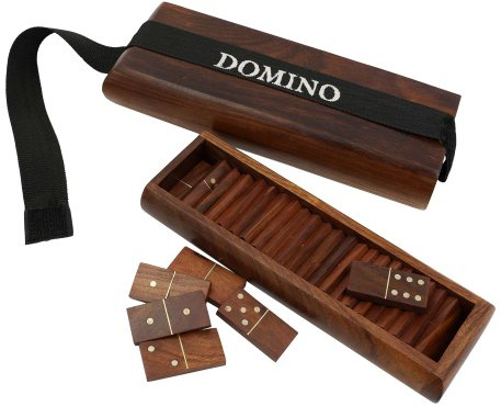 Ajuny Set di giochi di domino artigianali in legno, dimensioni 8x1,5x2,75 pollici