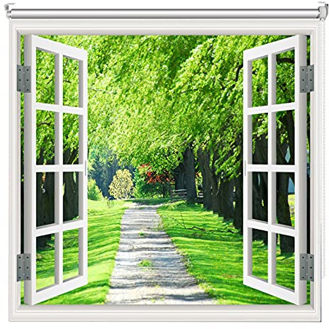 Rollo Verdunklungs Seitenzugrollo Verdunkelungsrollo Sonnenschirm, Fenster Landschaftsmuster, 60/80/100/120/140 cm breit, Raum Verdunkelungsvorhang Privatsphäre Wasserdichte Jalousien mit Armaturen