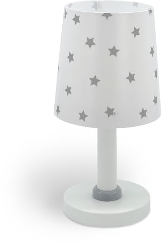 Dalber Kinder Tischlampe Star Light Sterne Weiß Grau 82211B E14 | Kinderzimmer; Nachttischlampe
