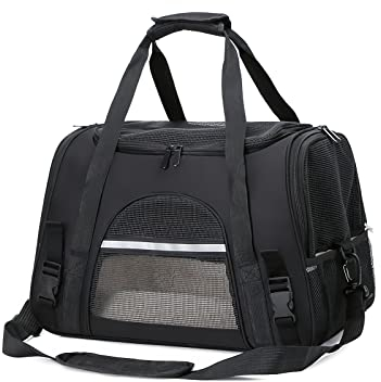 Galatée Haustiertragetasche, Tragbare Katzentragetasche Mit Öffnung Oben, Faltbare Haustiertasche Mit Airline-Zulassung, Haustierreisetasche Mit Abnehmbarer Matte Und Atmungsaktivem Netz(Schwarz)