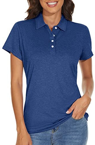 KEFITEVD Dampikétröja, kortärmad, funktionströja, performance, t-shirt, golfpiké, andas, snabbtorkande, fritidströja, Mörkblå, XL