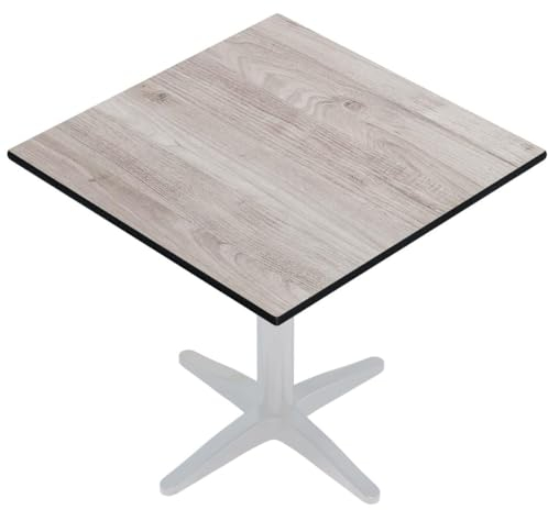GGMMÖBEL COMPACT | Esstisch HPL Tischplatte | 68 x 68 cm | Eiche-Weiß | Perfekt für klappbare Gartentisch, Esstisch | Outdoor | Restaurant, Cafe, Bar