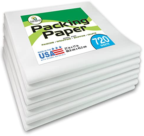 Tree House Packing Paper for Moving – 720 Newsprint Packing Paper Sheets – 27” x 17” Paper for Packing Dishes, Shipping, and Moving Supplies – Recyclable Movers’ Paper – Made in USA