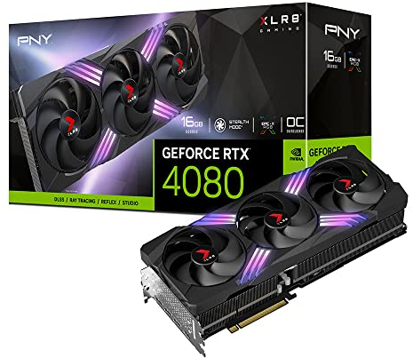 PNY GeForce RTX 4080 16GB XLR8 Gaming Verto Epic-X RGB Overclocked Triple Fan, Schwarz