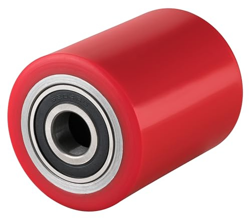 Hubwagen Rolle Polyurethan rot 80 x 90 mm, Achse 25 mm - Ersatzrolle inkl. Kugellager