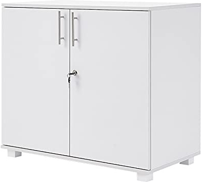 Panana Modern Wooden Filing Cabinet, 2 Door Office Storage Drawers With Lock Lateral File Cabinet Organizer For Home Office (White)