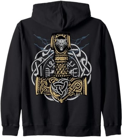 Thors Hammer Triple Horn von Odin Kapuzenjacke