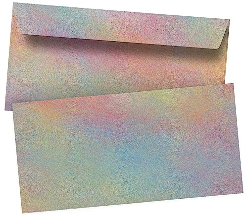 50 Briefumschläge DIN Lang Bunt Regenbogen Sand ohne Fenster | Brief Umschlag selbstklebend mit Design-Motiv bedruckt | 90 g/m²