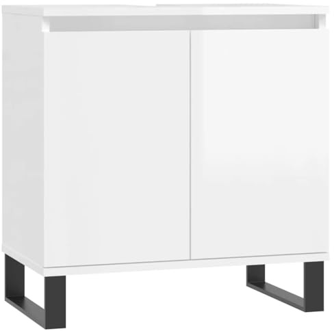 vidaXL Badrumsskåp vit högglans 58x33x60 cm konstruerat trä