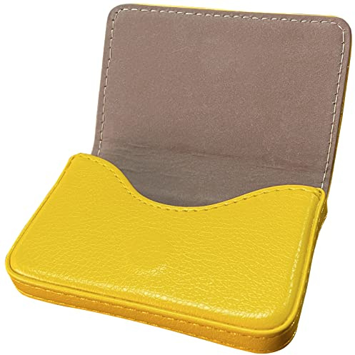 Sundee Business Name Card Holder - Luxury PU Leather, Credit Card ID Case/Holder for Men & Women - Keep Cards Clean (Yellow)
