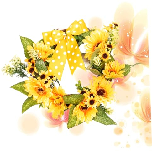 GRIRIW Kunstsonnenblumen Kranz Blumenkranz für Party und Hochzeit Künstliche Sonnenblumen Girlande für Tür und Wand Dekoration