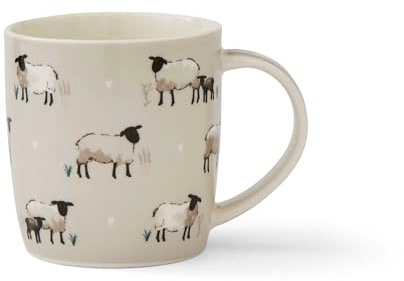 Cooksmart Highland Sheep Barrel Ceramic Coffee Mug for Hot Drinks | British Designed, Ceramic Material, Large Mug, Comfortable Handle, Tea And Coffee Cup, Home Office Use, Everyday Dining